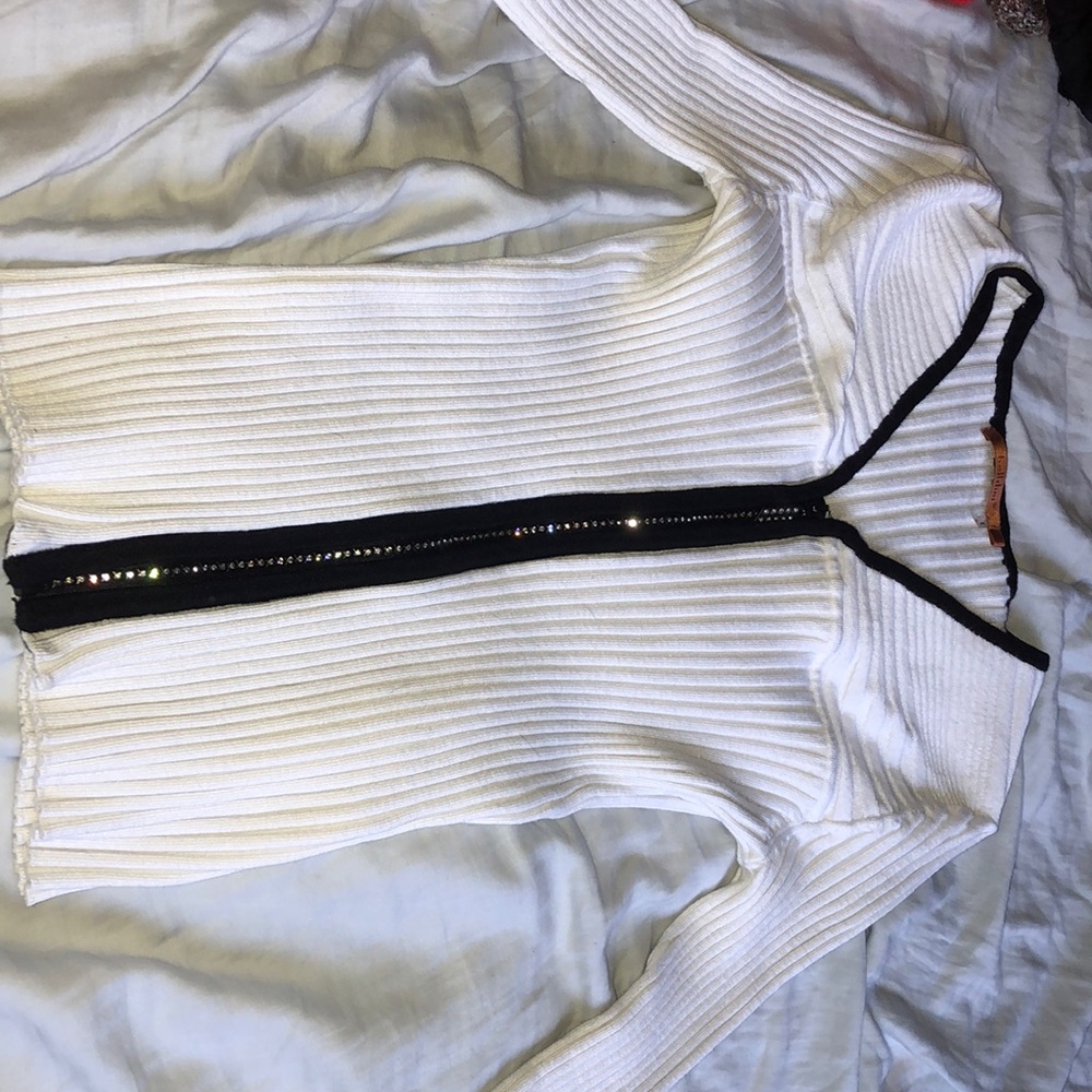 White and black long sleeve